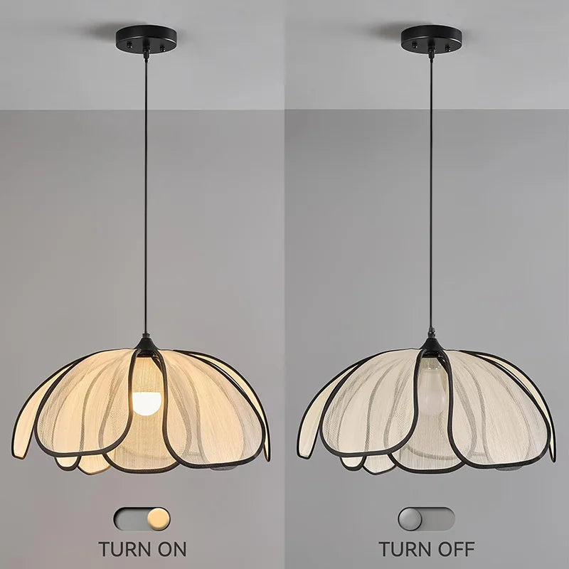 Modern Handwoven Petal Pendant Light- Woven Flower Ceiling Chandelier Fixture for Dining Room, Kitchen & Living Room