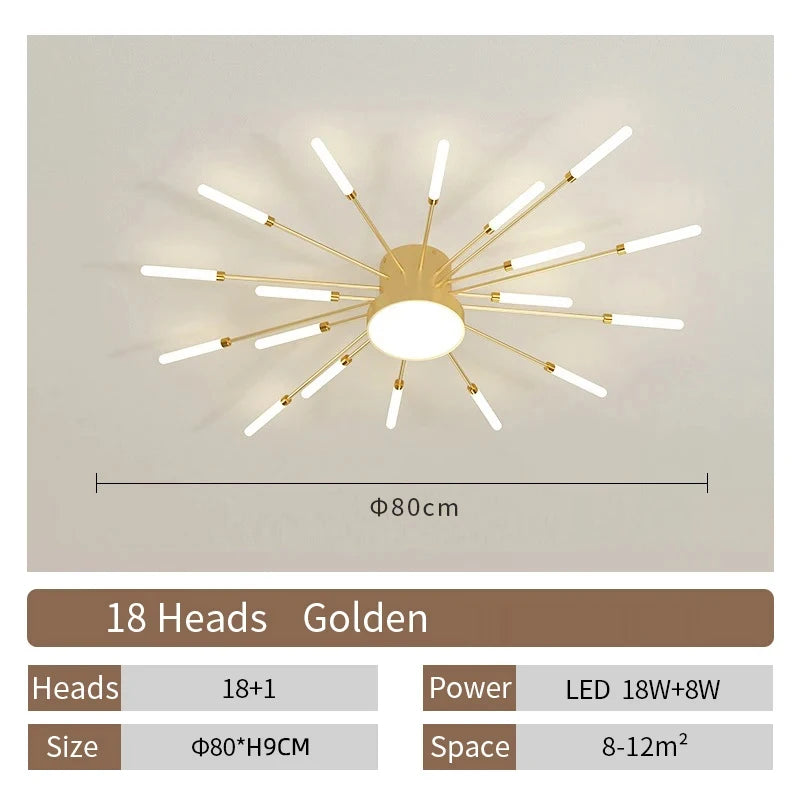 Modern LED Spiral Ceiling Light Luxury Gold Art Fixture For Living Room, Dining Room & Bedroom