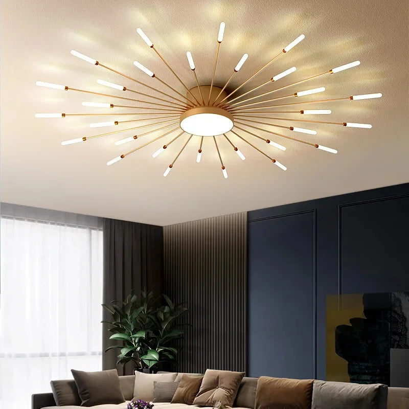 Modern LED Spiral Ceiling Light Luxury Gold Art Fixture For Living Room, Dining Room & Bedroom