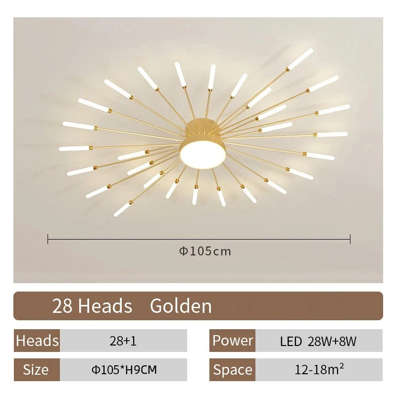 Modern LED Spiral Ceiling Light Luxury Gold Art Fixture For Living Room, Dining Room & Bedroom