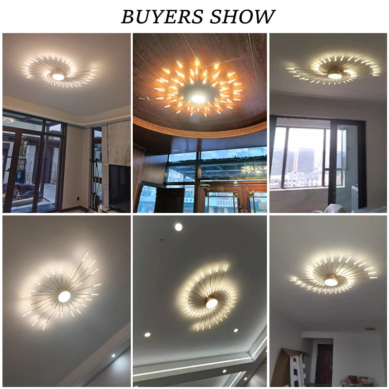 Modern LED Spiral Ceiling Light Luxury Gold Art Fixture For Living Room, Dining Room & Bedroom