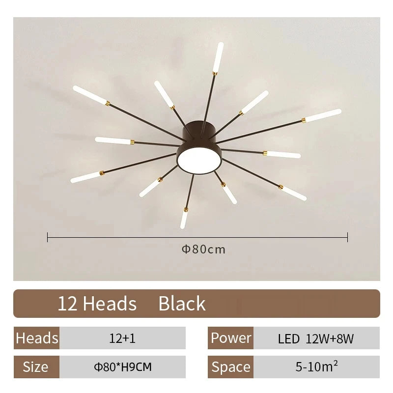 Modern LED Spiral Ceiling Light Luxury Gold Art Fixture For Living Room, Dining Room & Bedroom