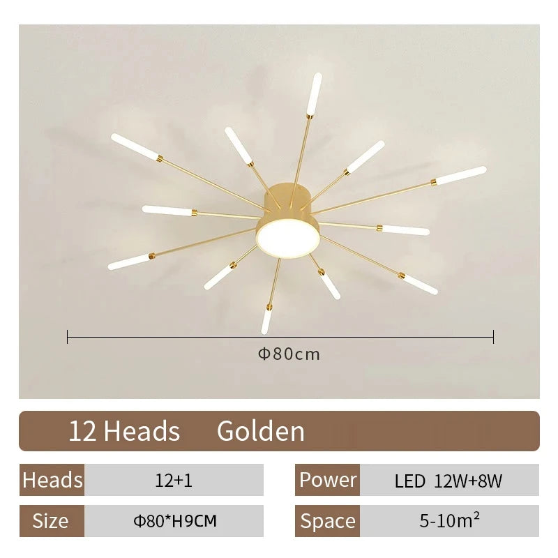 Modern LED Spiral Ceiling Light Luxury Gold Art Fixture For Living Room, Dining Room & Bedroom