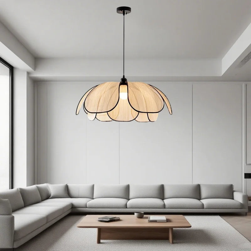 Modern Handwoven Petal Pendant Light- Woven Flower Ceiling Chandelier Fixture for Dining Room, Kitchen & Living Room