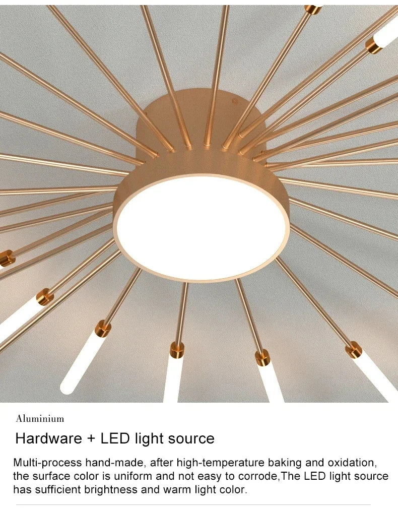 Modern LED Spiral Ceiling Light Luxury Gold Art Fixture For Living Room, Dining Room & Bedroom