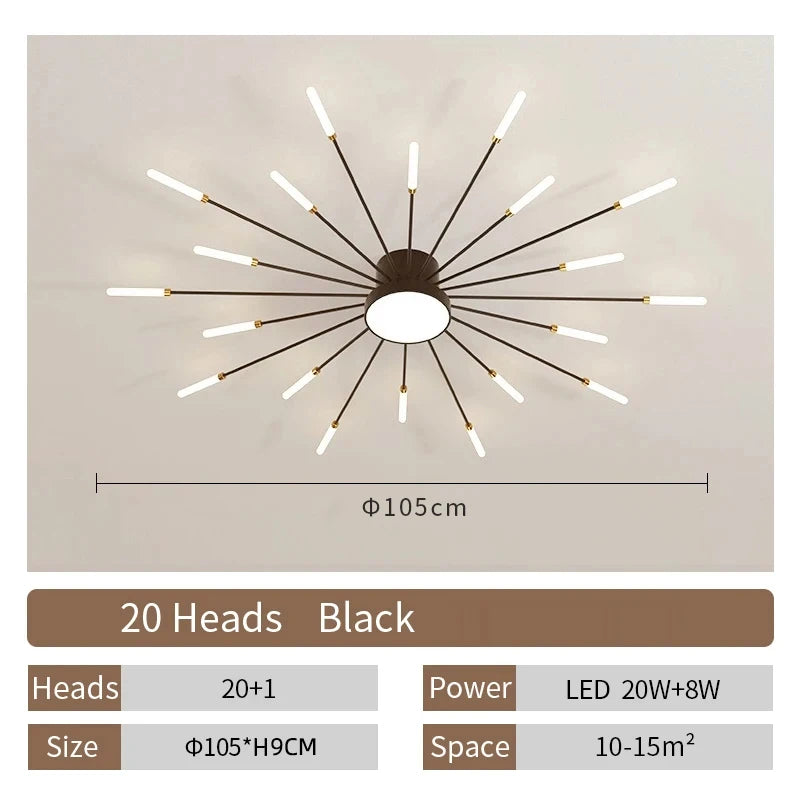 Modern LED Spiral Ceiling Light Luxury Gold Art Fixture For Living Room, Dining Room & Bedroom