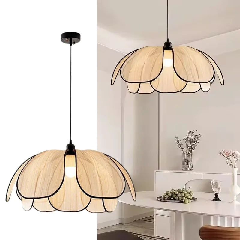 Modern Handwoven Petal Pendant Light- Woven Flower Ceiling Chandelier Fixture for Dining Room, Kitchen & Living Room
