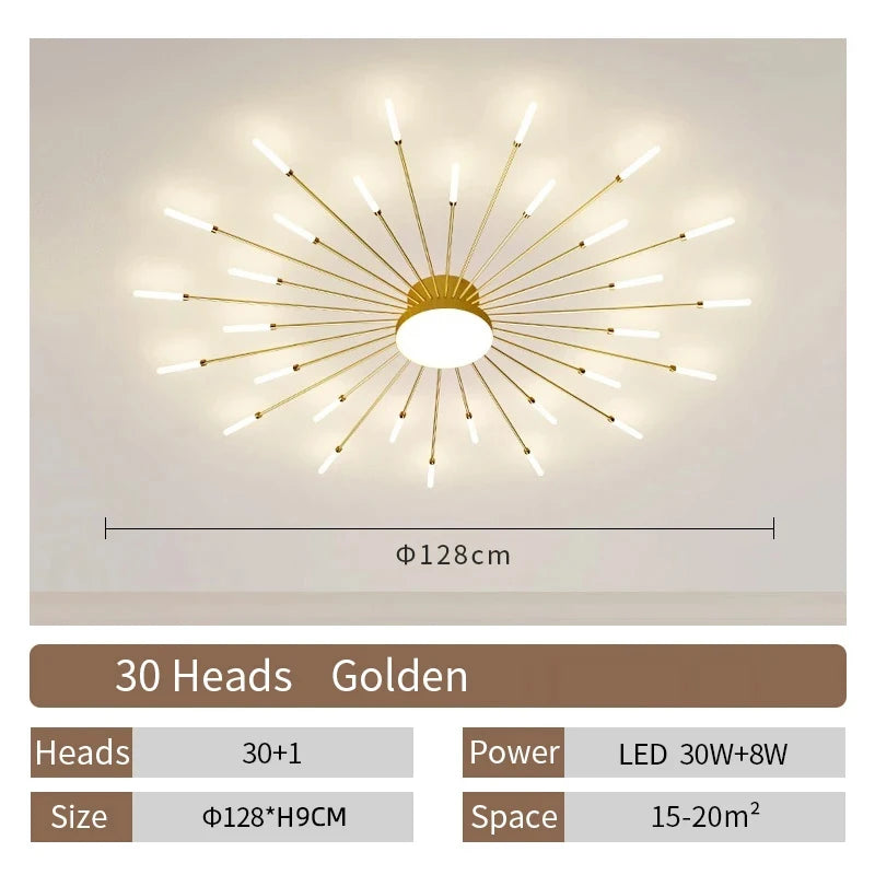 Modern LED Spiral Ceiling Light Luxury Gold Art Fixture For Living Room, Dining Room & Bedroom