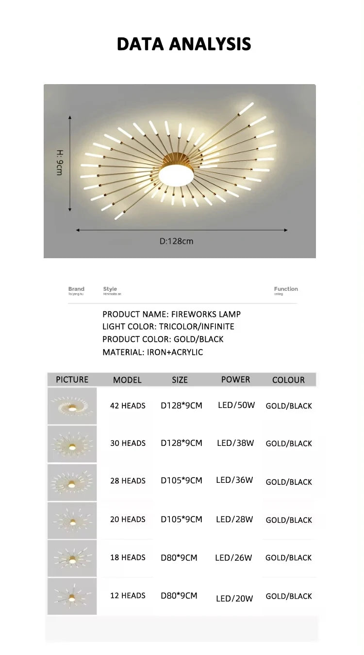 Modern LED Spiral Ceiling Light Luxury Gold Art Fixture For Living Room, Dining Room & Bedroom