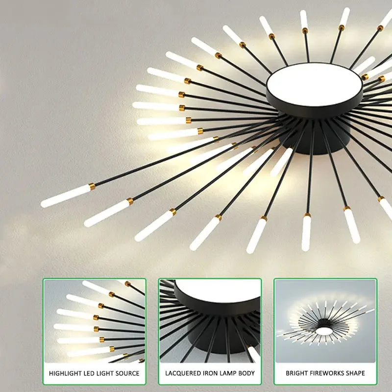 Modern LED Spiral Ceiling Light Luxury Gold Art Fixture For Living Room, Dining Room & Bedroom