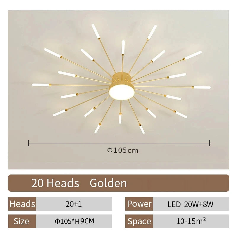 Modern LED Spiral Ceiling Light Luxury Gold Art Fixture For Living Room, Dining Room & Bedroom