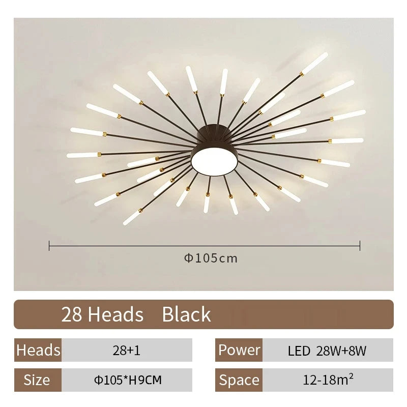 Modern LED Spiral Ceiling Light Luxury Gold Art Fixture For Living Room, Dining Room & Bedroom
