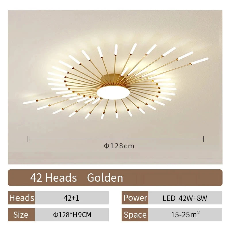 Modern LED Spiral Ceiling Light Luxury Gold Art Fixture For Living Room, Dining Room & Bedroom